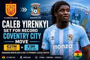 Caleb Yirenkyi Set for Record Coventry City Move in Landmark Deal